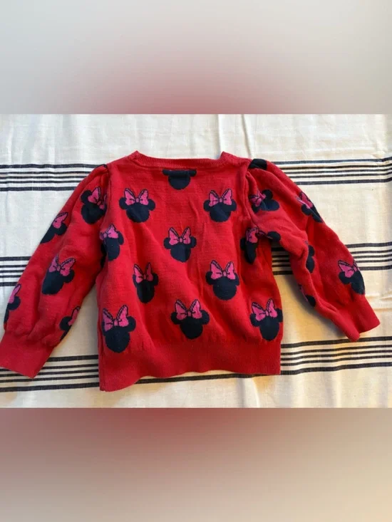 GAP Red Kids Sweater with Navy and Pink Minnie Bow Pattern - Picture 4 of 4